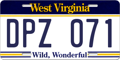 WV license plate DPZ071