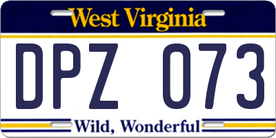WV license plate DPZ073