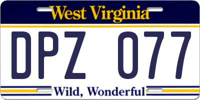 WV license plate DPZ077