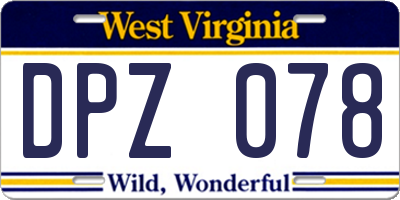 WV license plate DPZ078