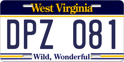 WV license plate DPZ081