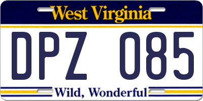 WV license plate DPZ085