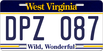 WV license plate DPZ087