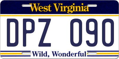 WV license plate DPZ090