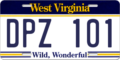 WV license plate DPZ101