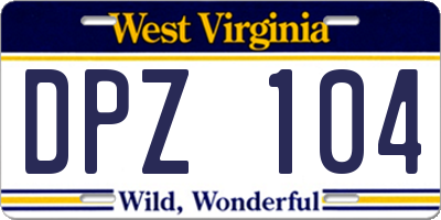 WV license plate DPZ104