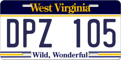 WV license plate DPZ105