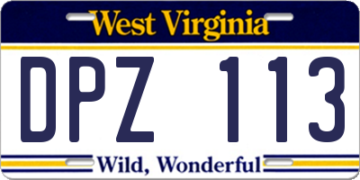 WV license plate DPZ113