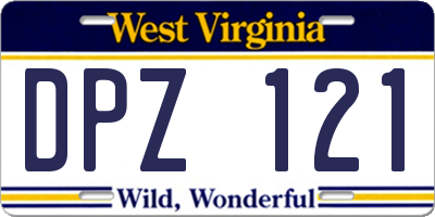 WV license plate DPZ121