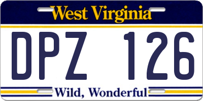 WV license plate DPZ126