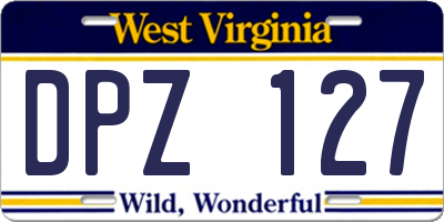 WV license plate DPZ127