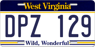 WV license plate DPZ129