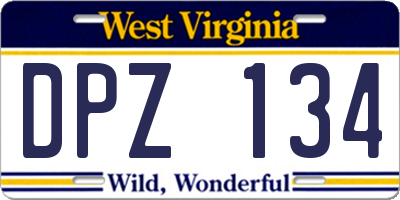 WV license plate DPZ134