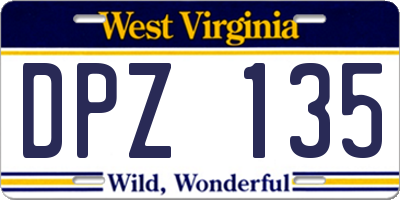 WV license plate DPZ135