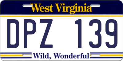 WV license plate DPZ139