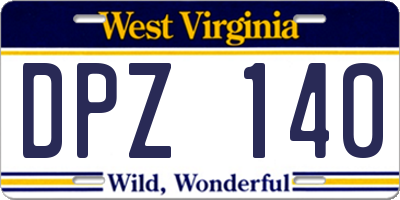 WV license plate DPZ140