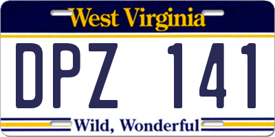 WV license plate DPZ141