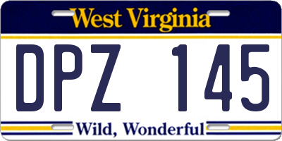 WV license plate DPZ145