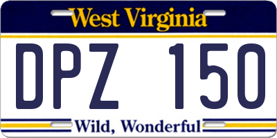 WV license plate DPZ150