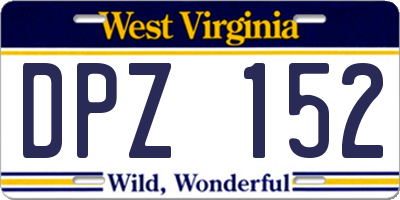 WV license plate DPZ152