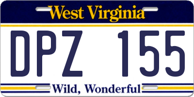 WV license plate DPZ155