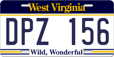 WV license plate DPZ156