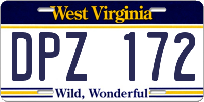 WV license plate DPZ172