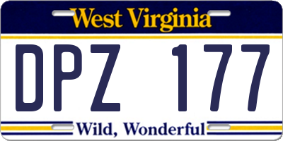 WV license plate DPZ177