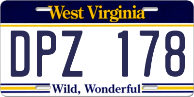 WV license plate DPZ178