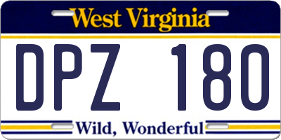 WV license plate DPZ180