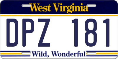 WV license plate DPZ181