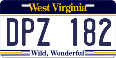 WV license plate DPZ182
