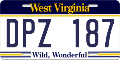 WV license plate DPZ187