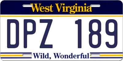 WV license plate DPZ189