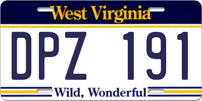 WV license plate DPZ191