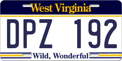 WV license plate DPZ192