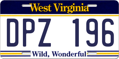 WV license plate DPZ196
