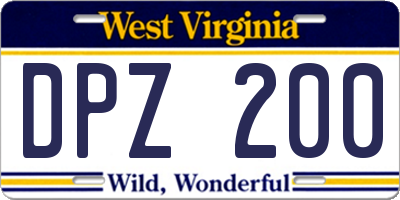 WV license plate DPZ200