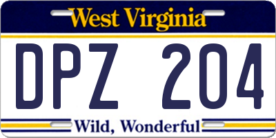 WV license plate DPZ204