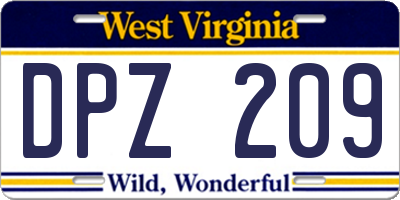 WV license plate DPZ209
