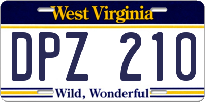 WV license plate DPZ210