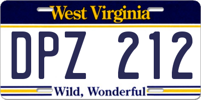 WV license plate DPZ212
