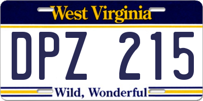 WV license plate DPZ215