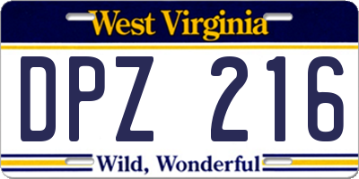 WV license plate DPZ216