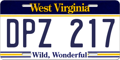 WV license plate DPZ217