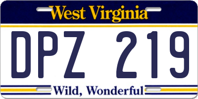WV license plate DPZ219