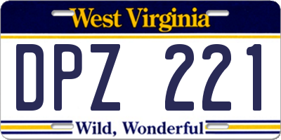 WV license plate DPZ221