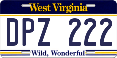 WV license plate DPZ222