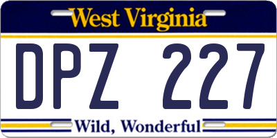 WV license plate DPZ227