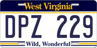WV license plate DPZ229